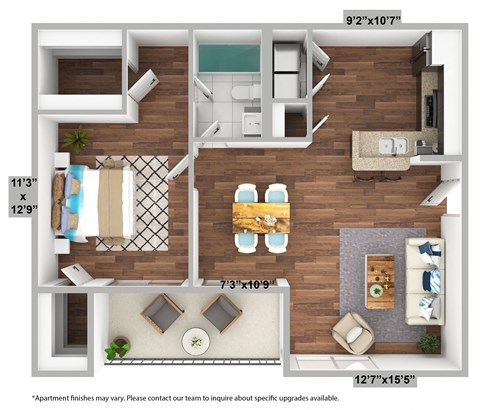 1 bedroom 765 sqft